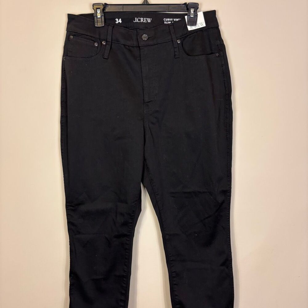 New J. Crew Black Curvy Vintage Slim Straight Leg Jeans Women's 34 - Picture 3 of 8